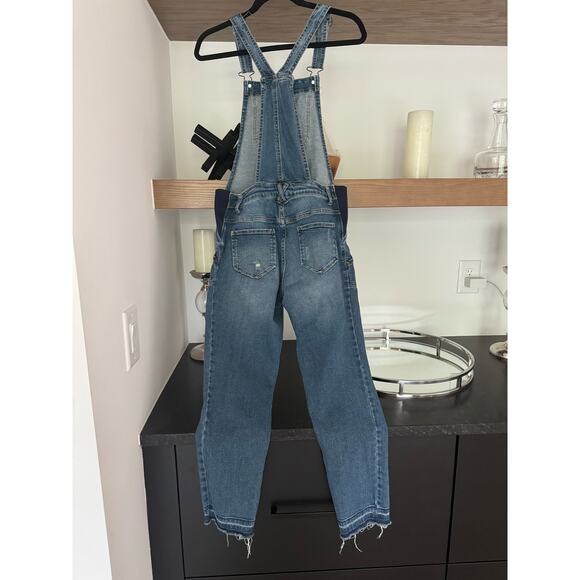 Indigo Blue Distressed Maternity Overalls - Picture 8 of 10